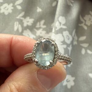 Aquamarine Stunning 925 Silver Ring with Blue Gemstone